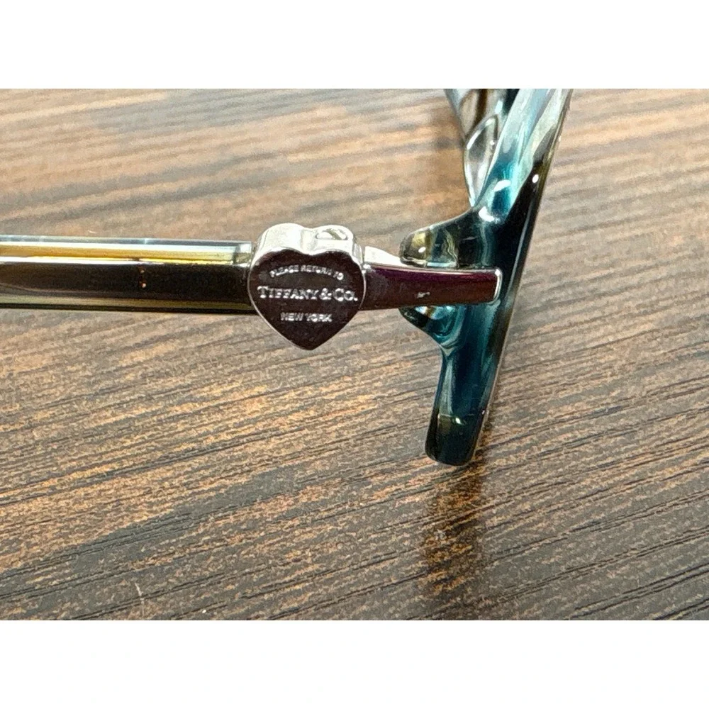 Tiffany & Co TF 2035 8124 Blue Brown Marble Heart Charm Eyeglasses Made in Italy